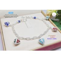 ราคา สร้อยข้อมือเงินแท้สุโขทัย ลายโซ่ ร้อยหัวใจลงยา ลายดอกพิกุล งานน่ารักๆ หนัก 3 สลึงตัน Free size 6 5 7 นิ้ว งานสุโขทัย งานช่างทอง (18685597043)