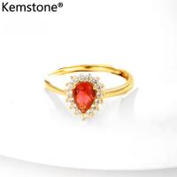 ราคา Kemstone เครื่องประดับแหวนแบบปรับขนาดได้น้ำตัวห้อยเพทายสีเขียวสีชมพูสีเหลืองสีแดงสีม่วงรอบทองชุบสำหรับผู้หญิง (19867289178)