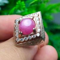 ราคา แหวนเงินแท้ พลอยทับทิม สวยมาก ล้อมเพชร แหวนเงินแท้ 92 5 สองกษัตริย์ ประดับ พลอยทับทิมแท้ PTN 05 (8993595908)