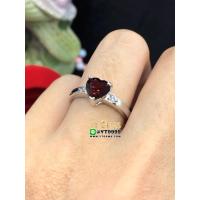 ราคา แหวนโกเมน หัวใจ แหวนเงินแท้ ชุบทองคำขาว พลอยโกเมนแท้ YTG 8510 (17574867953)