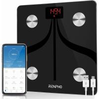 ราคา RENPHO Body Fat Scale Weight Bathroom Smart Digital Bluetooth Scale USB Rechargeable with Smartphone App Body Composition Monitor for Body Fat BMI Bone Mass Weight 396 lbs Black (10756003043)
