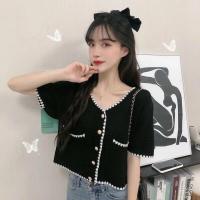 ราคา ส่งเร็วพิเศษ CFV เสื้อครอปไหมพรม Crop เสื้อไหมพรม เสื้อครอปสีพื้น ครอปแขนสั้น ครอปสีพื้น ครอปเกาหลี สีน่ารัก (12009377094)
