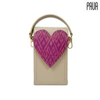 ราคา PAVA MINI HEART Thai Silk Handbag กระเป๋าถือ กระเป๋าสะพาย หนังสีครีม ลายผ้าไหมสีชมพู สายคล้องสีครีม สายโซ่ (21170737324)