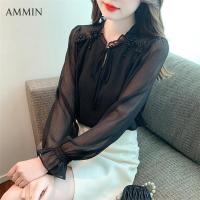 ราคา AMMIN เสื้อกับโบว์หูกระต่ายคอวีแขนยาวผ้าชีฟองสำหรับเดินทางเสื้อเบลาส์แขนพองสไตล์เกาหลีสำหรับผู้หญิงเสื้อเบลาส์หรูหราแขนพองแนววินเทจแฟชั่นสไตล์มีระบายระบายหวานสำหรับฤดูใบไม้ร่วง2023 (20956842239)