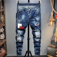ราคา European Style DSQUARED2 Brand Mens Jeans Mens Fashion Casual Slim Denim Pants Biker Hole Hip Hop Embroidery Elastic Jeans (18673496227)