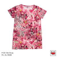 ราคา แตงโม SUIKA เสื้อแตงโมคอปาดตัวยาว มีกระเป๋าข้างลายต้นกล้วย P SC 136 (21200503763)