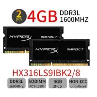 ราคา ชุดแรงกระแทก HyperX 8GB 2X4GB DDR3L 1600MHz PC3L 12800S แรมหน่วยความจำแล็ปท็อป (18607078890)