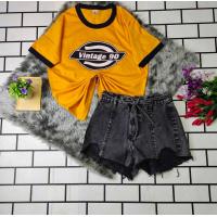 ราคา เสื้อทูโทน รีดลาย กางเกงยีนส์ขาสั้น สาวๆห้ามพลาด (14034657803)