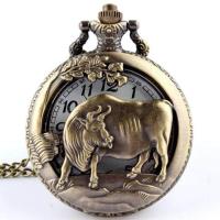ราคา Retro Antique Chinese Zodiac Openwork Pendant Necklace Mens Round Bronze Pocket Fob Watch Boy USSR Relogio De Bolso Gifts Dog (17290313862)