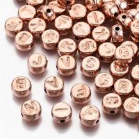 ราคา 200pc CCB Plastic Beads Horizontal Hole Flat Round with Letter Rose Gold 7x4mm Hole 1 4mm (21080867862)