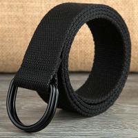 ราคา D ring Tactics New Cloth Belt Outdoors Lengthening Canvas Canvas Waistband Double Loop Buckle Black (20424107821)