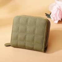 ราคา WomenS Short Wallet PU Leather Short Wallet WomenS Card Holder Zipper Coin Purse Plaid Coin Purse (21187388812)