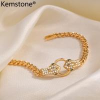 ราคา Kemstone กำไลข้อมือผู้หญิงรูปหัวใจเพทายทองแดงชุบทองสร้อยข้อมือของขวัญเครื่องประดับ (21079275752)