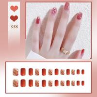 ราคา NaiIs เล็บปลอม24ชิ้นกับ GIue Short Iong เล็บปลอม Rt Lce Camellia แป้งไข่มุกเล็บโปร่งใส (20825980074)