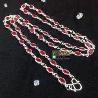 ราคา สร้อยคอทับทิม สร้อยคอผ่าหวาย สร้อยคอเงินแท้ พลอยทับทิมชาตั้ม ยาว 24 นิ้ว YTG 9105 (17395566950)