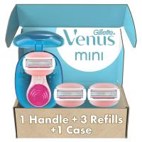 ราคา Original Gillette Venus Mini ComfortGlide White Tea Razors For Women Includes 1 Venus Razor Mini Handle 3 Razor Blade Refills 1 Travel Case (17892729315)