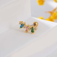 ราคา 1piece Multicolor Zircon Earring Stud Stainless Steel Barbell Helix Pinna Lobe Piercing (21242638243)