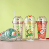 ราคา Home Cool แก้วน้ำ 2 ชั้นลายคริสต์มาส 450ml โมเดลบนฝาแก้ว พร้อมหลอดดูด ลายคริสต์มาส แก้วน้ำใส พลาสติก พกพา กินน้ำ น้ำดื่ม สวยๆๆ แก้วน้ำในรถ ของขวัญ ของฝาก รับประกันของแท้ (21177817741)