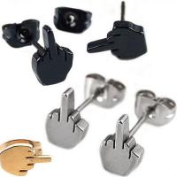ราคา Fashion model shop Earrings A pair of punk middle finger Earrings (18915268691)