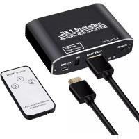 ราคา 4K 60Hz HDMI Switch 3 in 1 out HDMI2 0 Switcher 3x1 HDR 3D HDCP2 2 Adapter For PS3 PS4 Pro Apple TV Dolby Atmos (9793280086)