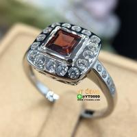 ราคา แหวนโกเมน แหวนเงินแท้ ชุบทองคำขาว พลอยโกเมนแท้ YTG 8517 (17406329289)