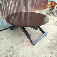 ราคา โต๊ะญี่ปุ่นพับได้ โต๊ะกลม โต๊ะไม้สัก โต๊ะกินข้าว ขนาด 70 70 ซม สีโอ๊คเข้ม folding table (19872709010)