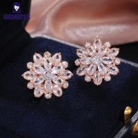 ราคา GEMEITE Fast Delivery Fashion Sunflower Double Layer Zircon Stud Earrings Fashion Jewelry Accessories For Girls (21027086245)