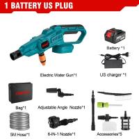 ราคา ONEVAN เครื่องรดน้ำต้นไม้ไม่แปรงถ่านไฟฟ้าขนาด200บาร์ปืนฉีดน้ำล้างรถเครื่องล้างแรงดันสูงสำหรับสวนสำหรับแบตเตอรี่ Makita 18V (21067445079)
