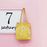 ราคา Versatile Tote Bag With Cotton Lining Practical And Spacious Grocery Bag Corduroy Shoulder Bag For Women Foldable Reusable Shopping Bag Eco friendly Cloth Handbag (19986761100)