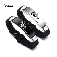 ราคา Yuee 2ชิ้น เซ็ตสร้อยข้อมือคู่รักซิลิโคนกีฬายอดนิยมกำไลข้อมือมงกุฎขาวดำ Her King His Queen สร้อยข้อมือสแตนเลสของขวัญ (12506087966)