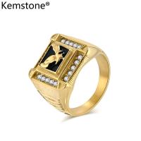 ราคา Kemstone สแตนเลสแหวนเซอร์คอนรูปนกอินทรีแบบเต็มจี้เงินสำหรับผู้ชายเครื่องประดับแหวนชุบทอง (20946394840)