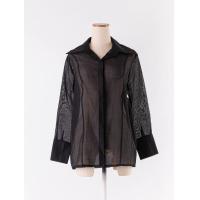 ราคา APH เสื้อเชิ้ตแขนยาวดำ ผ้าซีทรูมีแทรกประกายเงินคล้ายเนื้อผ้าแก้ว กระดุมหน้าแบบซ่อนด้านใน สามารถใส่เป็นทรง overSize ได้ Preloved (20613510808)