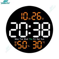 ราคา RCTOWN 2024 นาฬิกาอิเล็กทรอนิกส์ติดผนังหน้าจอนาฬิกาติดฝาผนังขนาดใหญ่ LED สำหรับห้องนั่งเล่นในบ้านออฟฟิศห้องเรียนอุปกรณ์ตกแต่งห้องออกกำลังกาย (20616060928)