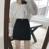 ราคา จัดส่งที่รวดเร็ว MEETES พร้อมส่ง กระโปรงยีนส์เอวสูงทรงเอ สไตล์เกาหลี ปลายรุ่ย สีดำ กระโปรงยีนส์ กระดุมหน้า มีกระเป๋าใส่เหรียญ ชุดเซ็ทผู้หญิง (18425646131)