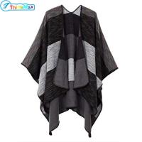 ราคา ผ้าห่มคลุมไหล่สำหรับผู้หญิงผ้าคลุมสวมศีรษะเปิดด้านหน้าให้ความอบอุ่นในฤดูหนาวทันสมัยเสื้อกันหนาวไหมพรมโอเวอร์ไซส์ (21240662023)