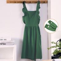 ราคา Foreign trade of household lotus leaf lace cotton and linen apron can work is han edition printed Japanese cafe kitchen apron (19710397611)