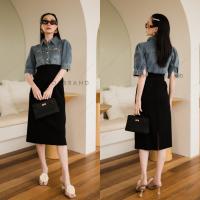 ราคา เดรสยีนส์ทูโทน แขนตุ๊กตา VSHOP (19537400188)