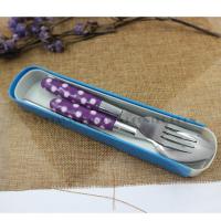 ราคา ชุดช้อนส้อมตะเกียบสีสดใสด้ามจับลายจุด (17888314873)