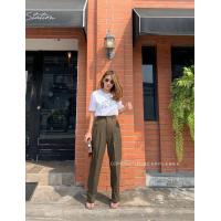 ราคา กางเกงลินินทรงบอยเอวสูง (16317245730)