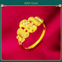 ราคา ASIX GOLD แหวนทองแท้ แหวนทอง ทอง 24K 999 ไม่ดำ ไม่ลอก สไตล์คลาสสิก รวย อินเทรนด์ ขนาดใหญ่ (16734585305)