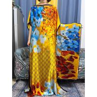 ราคา Suzhoukailin Abayas ชุดเดรสผ้าไหมทรงหลวมพิมพ์ลาย2023มุสลิมชุดคลุมยาวหรูหราพร้อมผ้าพันคอฮิญาบ (20629589512)