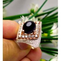 ราคา แหวนนิลแท้ แหวนเงินแท้ 92 5 แหวนเงินแท้ ล้อมเพชร ตัวเรือนเงินแท้ หน้าชุบนาค สวยมาก PTN 04 New (9181434711)