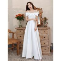 ราคา Glary Star ชุดเดรสผ้าซาตินสีขาวขนาดเล็กเรียบง่ายปกชุดเดรสมีเชือกคล้องคองานเลี้ยงหมั้นงานแต่งงานชุดราตรีเรียบง่าย (18292939863)