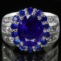 ราคา แหวนเงินแท้ 925 พลอยไพลิน Blue Sapphire น้ำหนัก 2 75 กะรัต สีสวย ล้อมไพลิน (16118594837)