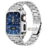 ราคา สายชุดแท่ง เคสสำหรับ Apple Watch สแตนเลสสายข้อมือโลหะ45มม 44มม สายสแตนเลสสตีลแบบรวมสำหรับ I Watch 8 7 6 5 4 45มม 44มม ยางทดแทน (19199830068)
