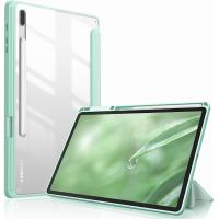 ราคา Fintie Hybrid Slim Case for Samsung Galaxy Tab S8 Plus 2022 S7 FE 2021 S7 Plus 2020 12 4 inch with S Pen Holder Shockproof Cover with Clear Transparent Back Shell Auto Wake Sleep Green (15291518022)