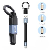 ราคา 100K Sold 24H Ship Out พวงกุญแจขนาดเล็กแบบพกพาข้อมูล USB สายสำหรับ iPhone 14 3A ชาร์จเร็วไมโคร USB Type C สั้นสายเคเบิลสำหรับ Samsung Huawei Xiaomi (19979372009)