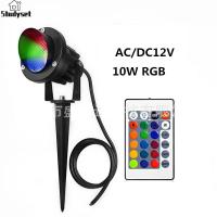 ราคา Studyset IN stock LED COB Spike Lawn Lamp Waterproof RGB 7Colors Change Remote Control Light Garden Path Spotlights 10W (20070707373)