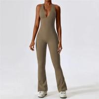 ราคา Nylon Backless Yoga Suit Womens One Piece Bodysuit Fitness Flare Pants Leggings Sportswear Running Sportswear (20821466849)