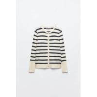ราคา ZARA แจ็คเก็ตคาร์ดิแกนถักสลิมลายทางกระดุมไข่มุกสำหรับผู้หญิงใหม่ฤดูใบไม้ร่วง (20435455297)
